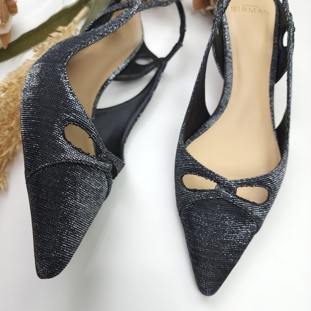 Alexandre Birman Black Silver Sparkle Slingback Heels Size 36.5 - Picture 8 of 15